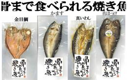 骨まで食べられる焼き魚(金目・かます・真いわし・真ほっけ)4枚で2200円税込(chattea3本付